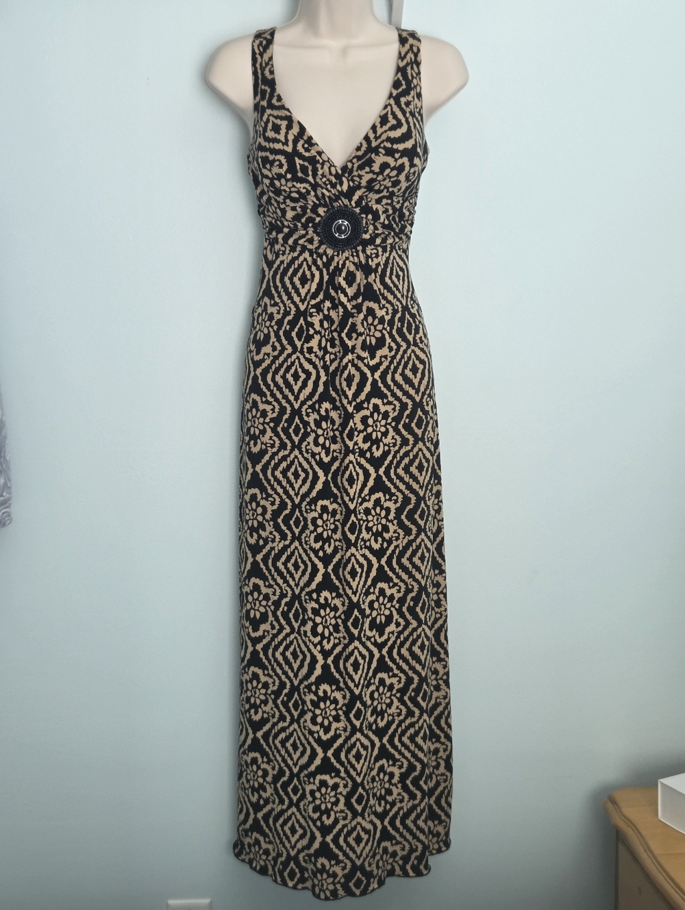 EnFocus Studio Ikat Black & Tan Maxi Dress